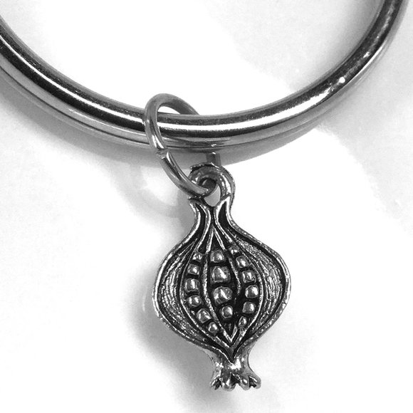 Miniature Pomegranate Fruit Charm Keyring Gift Keychain - Picture 1 of 4